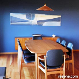 Deep blue dining room