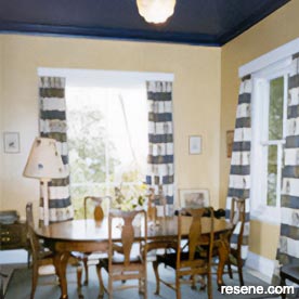 Neutral and blue dining room