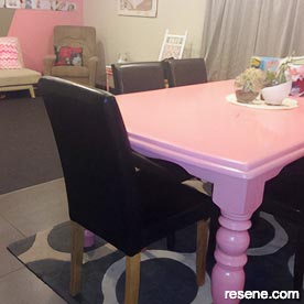 Pink and grey dining room