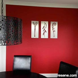 Red feature wall - dining room