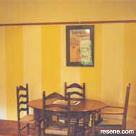 Yellow striped dining room