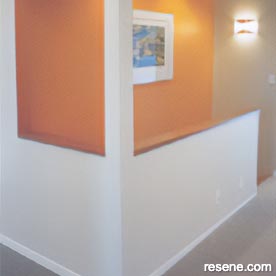 Orange and white hallway