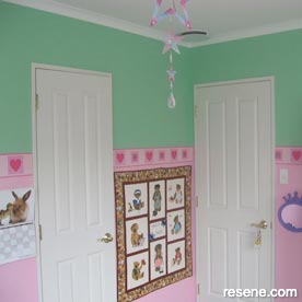 Pink and green girl's room