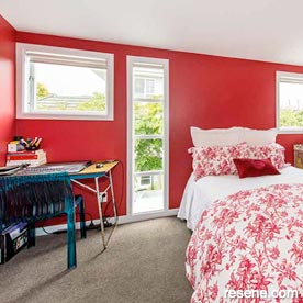 Vibrant red kid's room