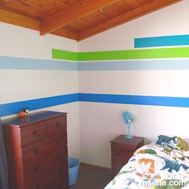 Colourful stripes in boys room
