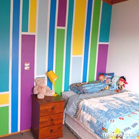 Colourful stripes in boys room 2