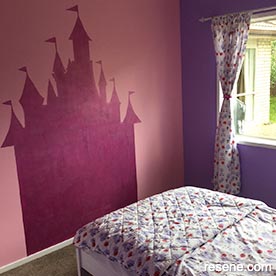 Girls room - painted princess castle mural