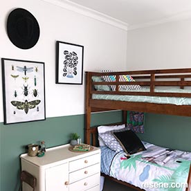 Green and white kids room