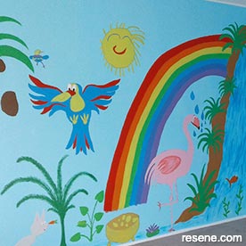 Colourfull childrens jungle mural walls