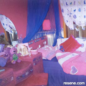 Pink and deep blue girl's room