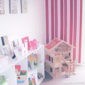 Pink striped child's bedroom