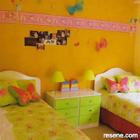 Bright yellow child's bedroom