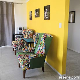Yellow feature wall