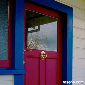 Red and blue front door