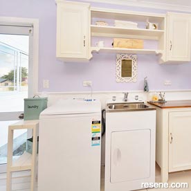 Purple and cream laundry