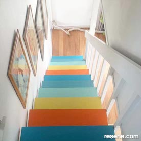 Five Resene colours brighten this stairway