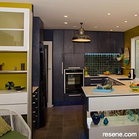 Yellow and blue kitchen