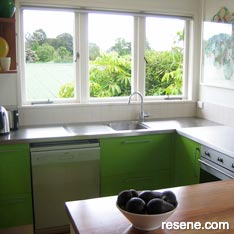 Green and white kitchen