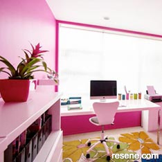 Pink home office