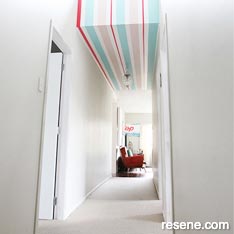 Stripes on the hallway ceiling