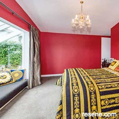 Red and gold bedroom