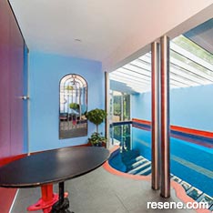 Blue indoor pool area