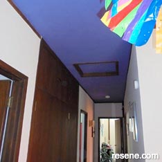 Blue hallway ceiling