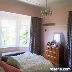Pastel pink and white bedroom