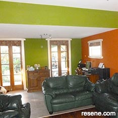 Colourful green and orange lounge