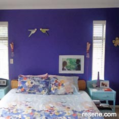 Violet and white bedroom