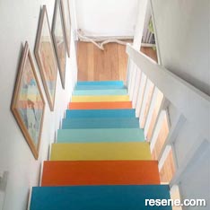 Five Resene colours brighten this stairway