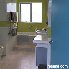 Green and blue bathroom