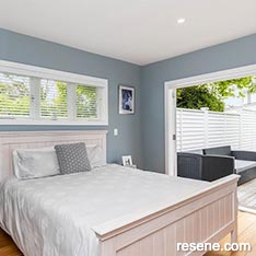 Light blue and white master bedroom