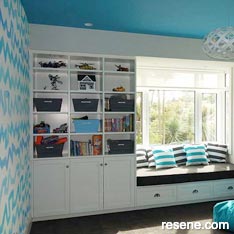 Blue and white playroom