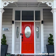 Bright red entrance