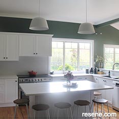 Green and white kitchen