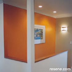 Orange and white hallway