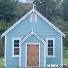 Blue church exterior
