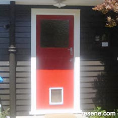 Red and white home entry