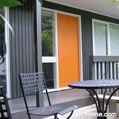 Orange and black home exterior