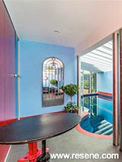 Blue indoor pool area