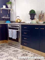 Dark blue kitchen cabinets