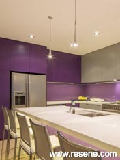 Modern purple and grey kitchen