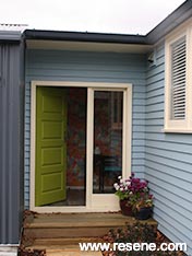 Green home doorway