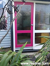 Pink home entranceway