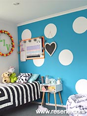 Light blue and white kids bedroom