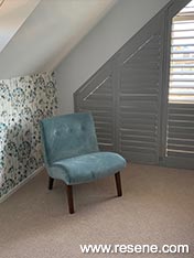 Bdroom of new house with painted shutters