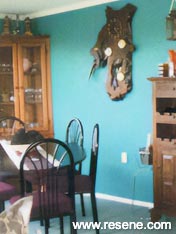 Blue green dining room