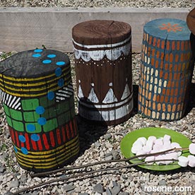 Outdoor stools from trees