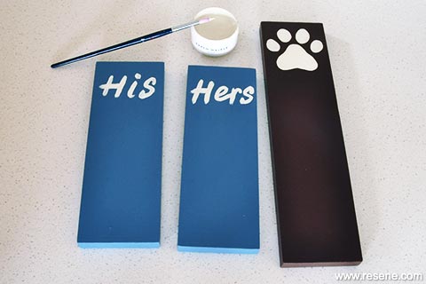 Step 4 - Paint his and her words and dog paw